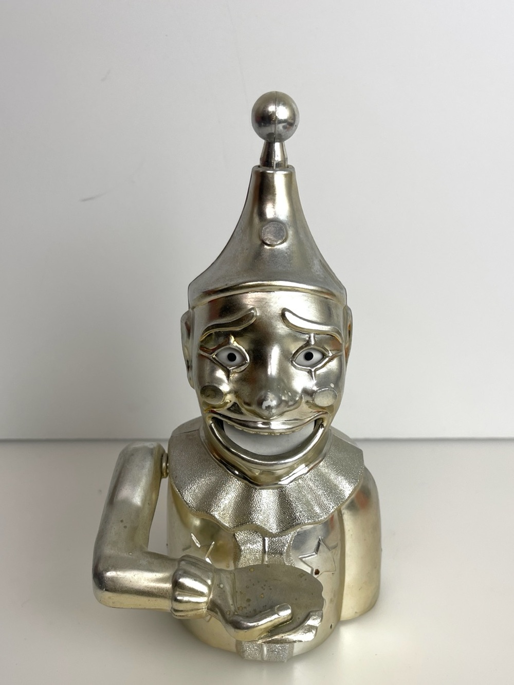 Vintage 90s Clown Coin Bank Silver Colored Plastic